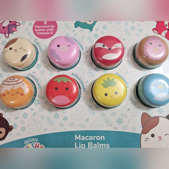 SQUISHMALLOWS, Macaron Lip Balms, 8 Flavors with Vitamin E - Picture 2 of 4